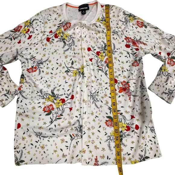 Lands' End Cream Cardigan 1X Floral Earthy Goblincore Nature Womens White - Picture 5 of 7